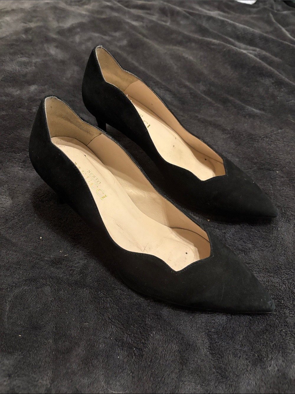 Sesto Meucci Black Suede Pointed-Toe Pumps